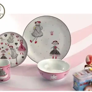 vajilla infantil personalizada rosa